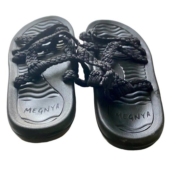 Megnya Women's Black Braided Rope Walking Sandals with Arch Support Size 10 - Picture 5 of 10